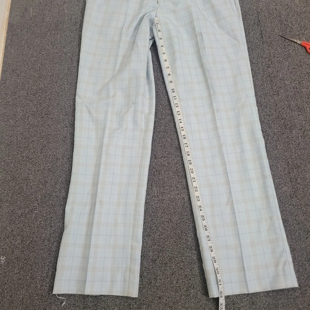 Lineage 40R W34 3 Piece Suit Mens Aqua Blue Plaid Blazer Trousers Viscose Blend